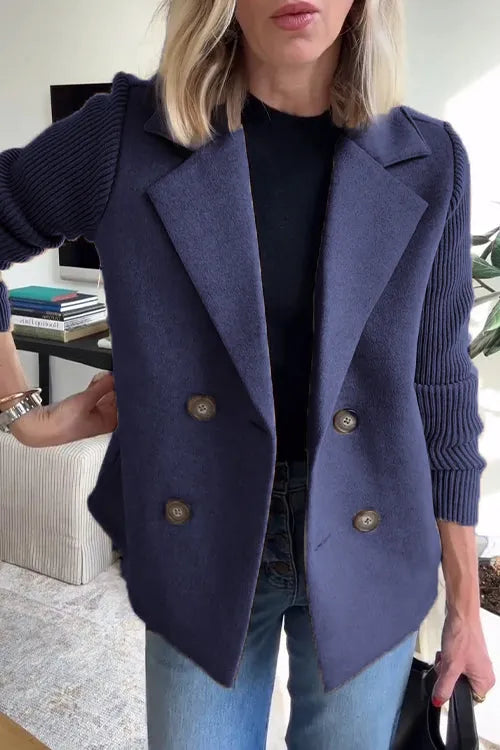 š„50% Off-Limited Timeā³ Lapel Knitted Patchwork Sleeve Casual Coat
