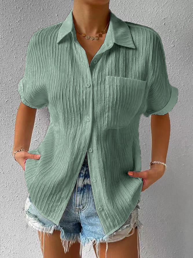 2024 New Shirt Collar Casual Buttoned Loose Blouse