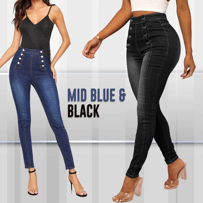 đź’ĄDouble Breasted High Waist Skinny Jeans