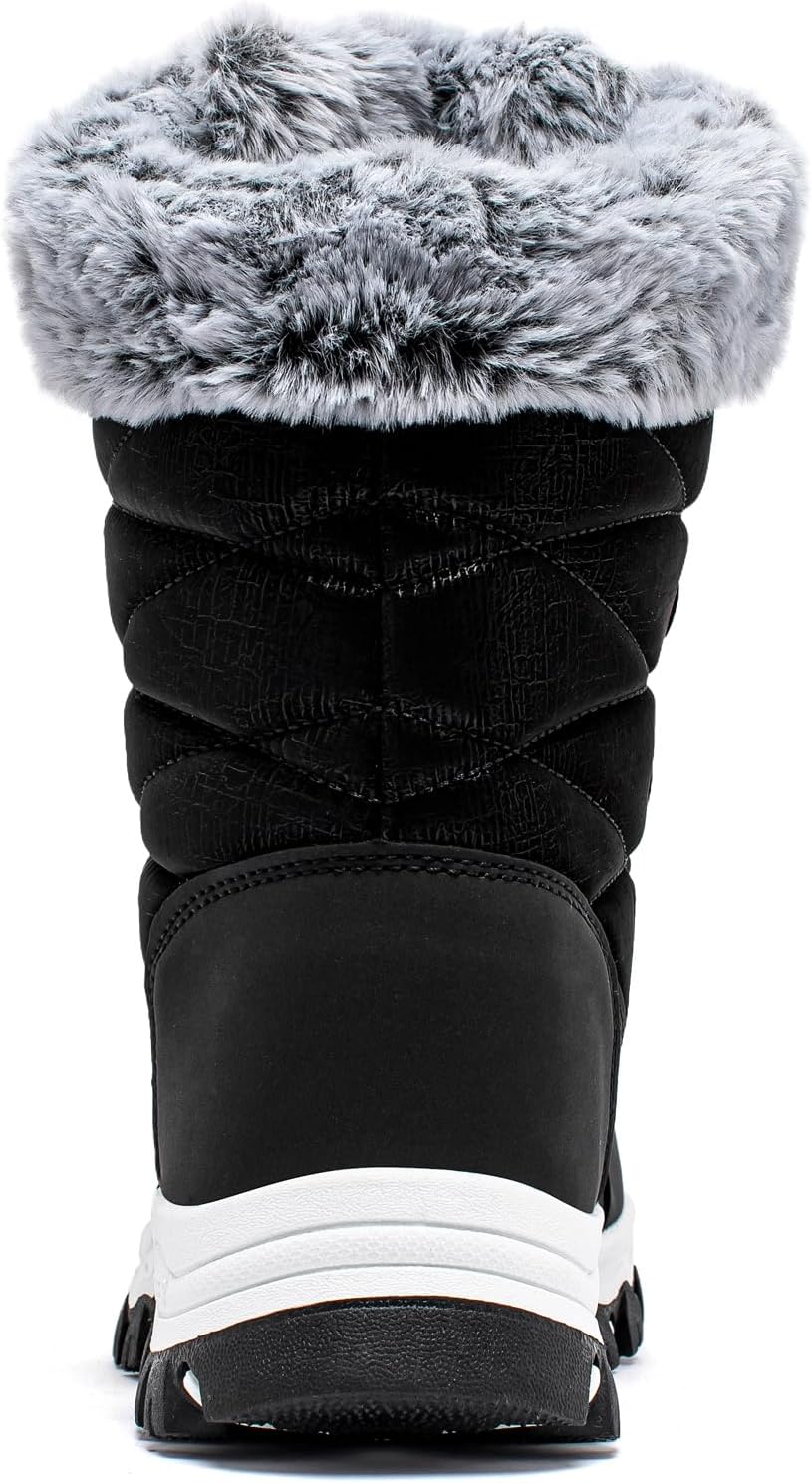 HOBIBEAR Women's Waterproof Winter Snow Boots Lightweight Warm Faux Fur Lined Mid-Calf Booties