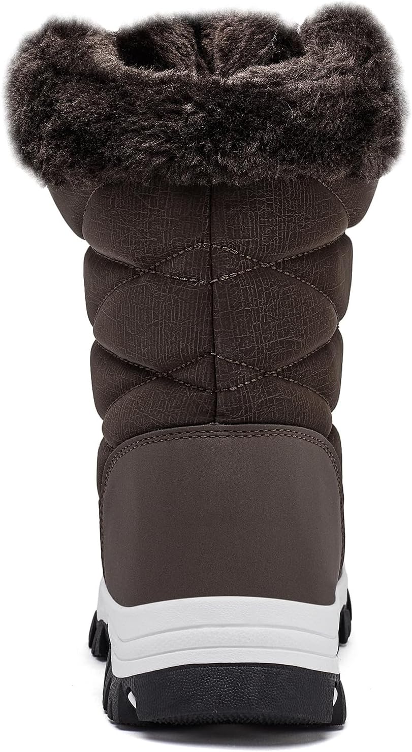 HOBIBEAR Women's Waterproof Winter Snow Boots Lightweight Warm Faux Fur Lined Mid-Calf Booties