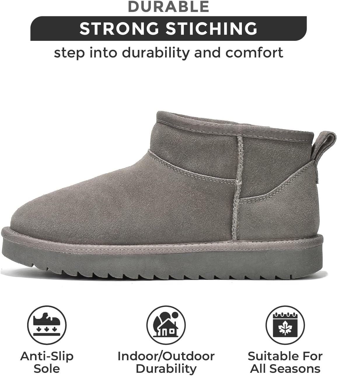 Genuine Suede Ankle Boots for Women - Water Resistant Winter Boots for Women - Memory Foam Insole Trending Shoes for Women - Comfortable Women's Ankle Boots (Hippy)