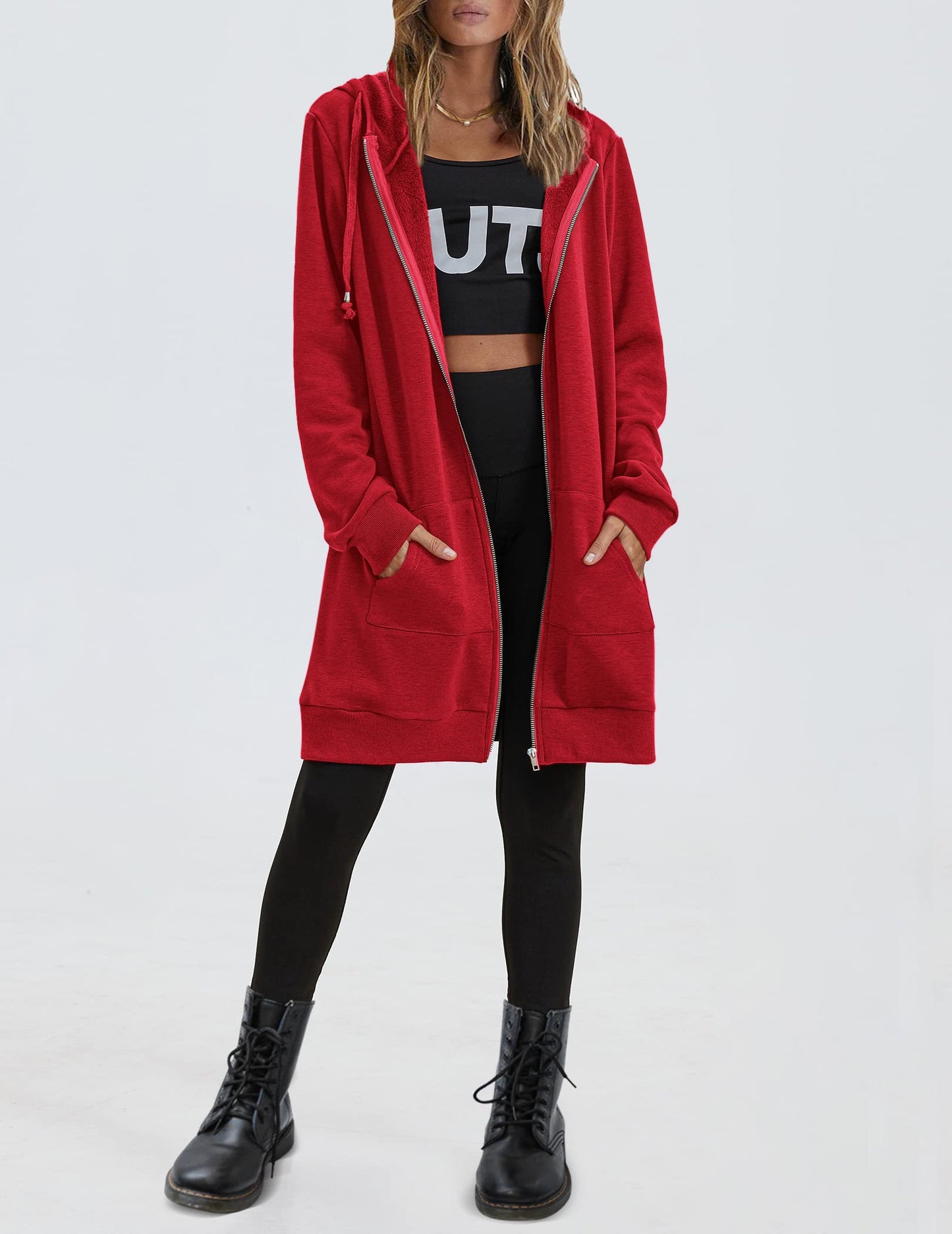Women's Oversized Hooded Zip Up Fleece Jackets (Buy 2 Free Shipping)