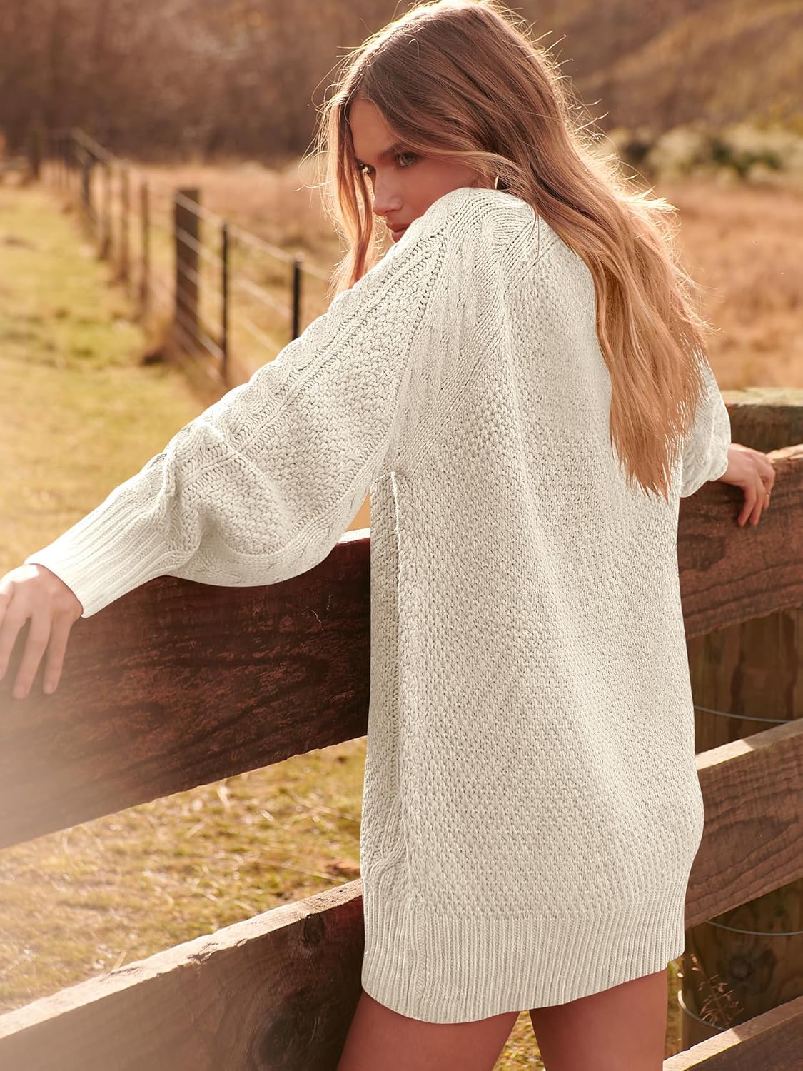 ANRABESS Women Long Sleeve Oversized Cable Knit Chunky Baggy Loose Pullover Tunic Mini Sweater Dress 2024 Trendy Fall Outfits