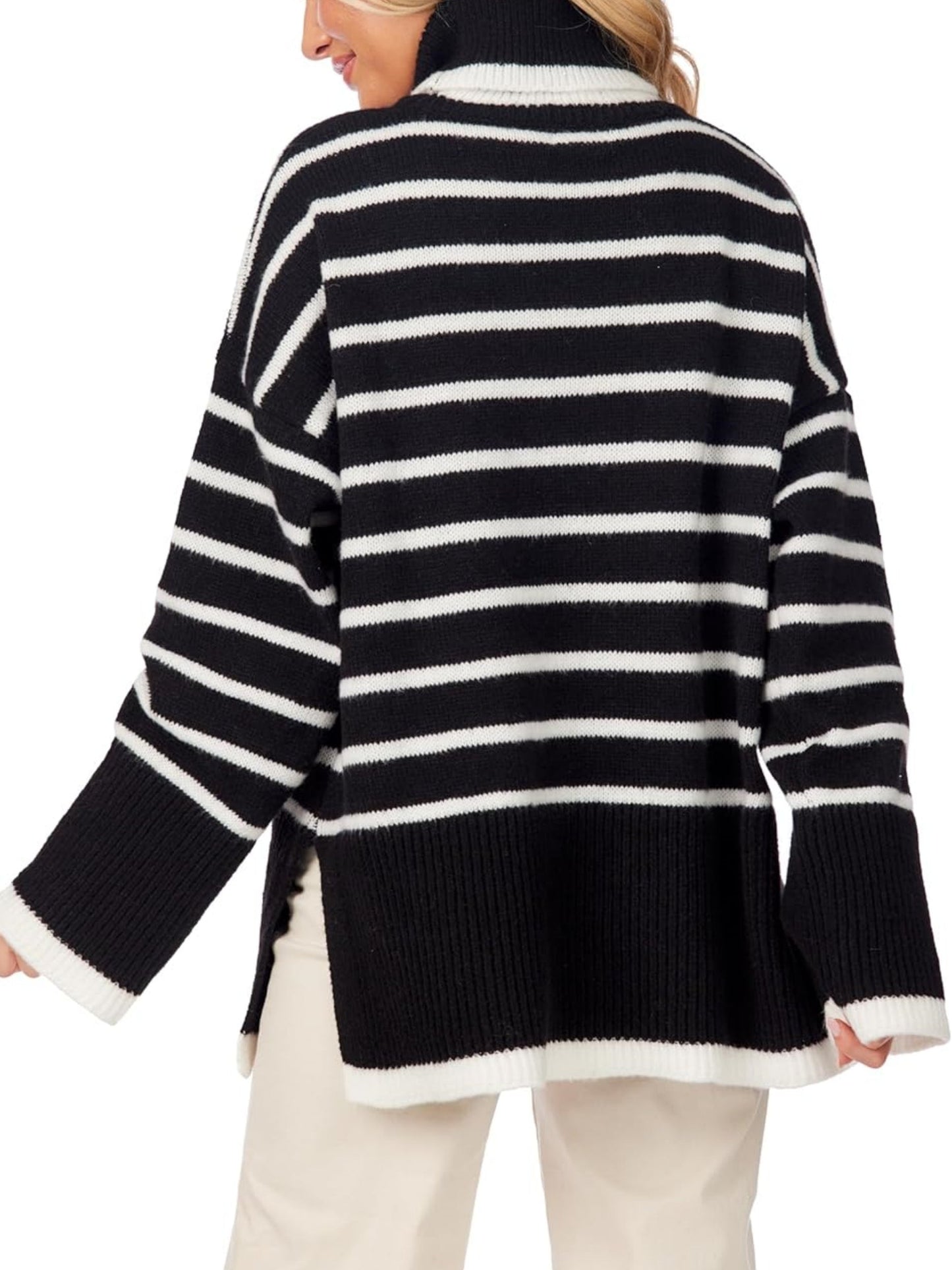 Women's Striped Turtleneck Oversized Sweater (Buy 2 Free Shipping)