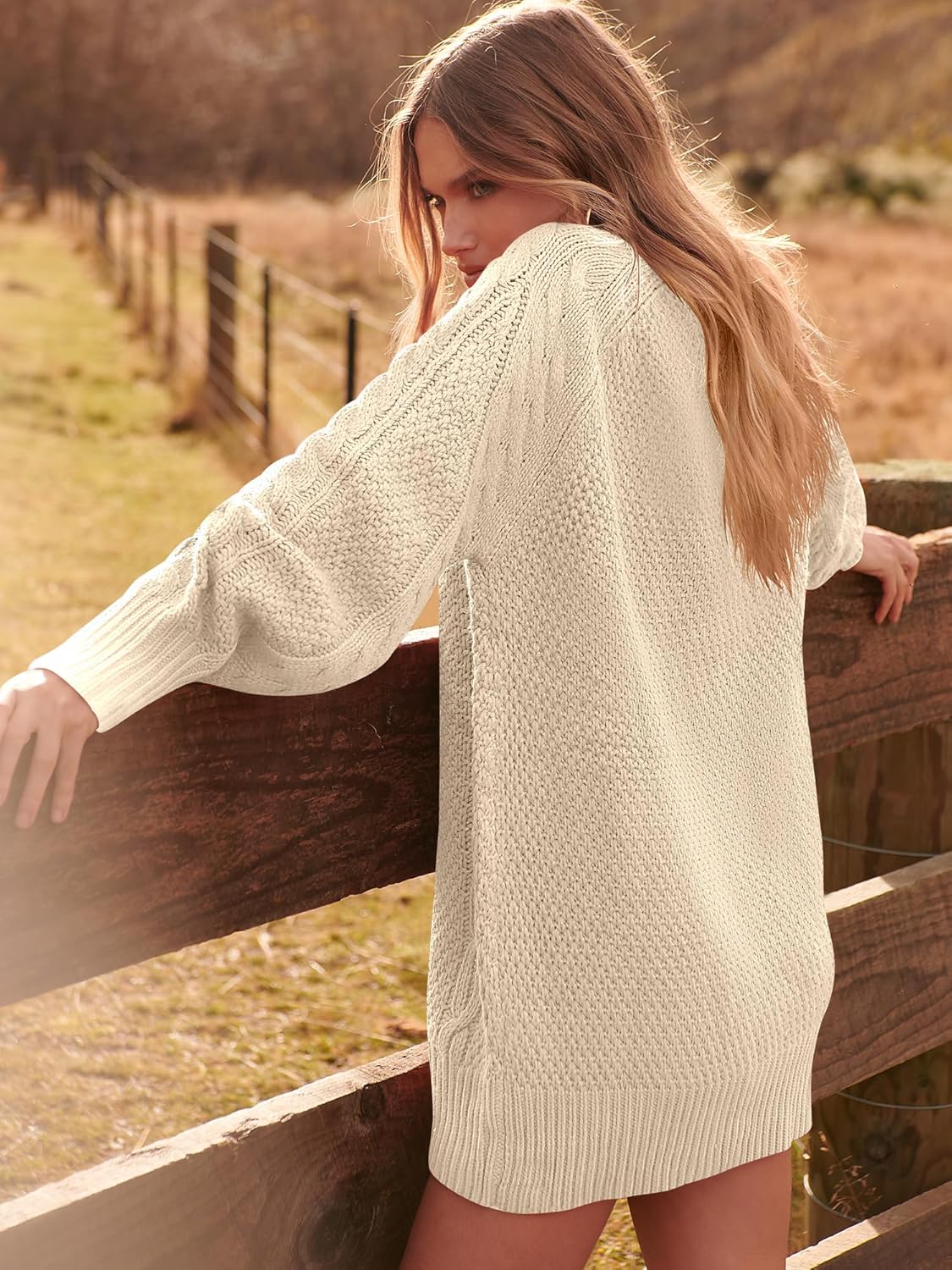 ANRABESS Women Long Sleeve Oversized Cable Knit Chunky Baggy Loose Pullover Tunic Mini Sweater Dress 2024 Trendy Fall Outfits