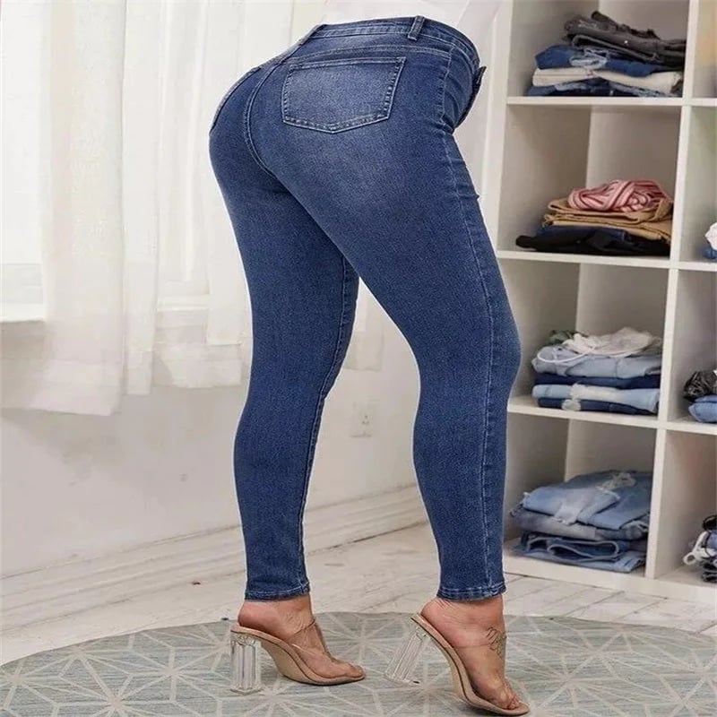 đź’ĄDouble Breasted High Waist Skinny Jeans