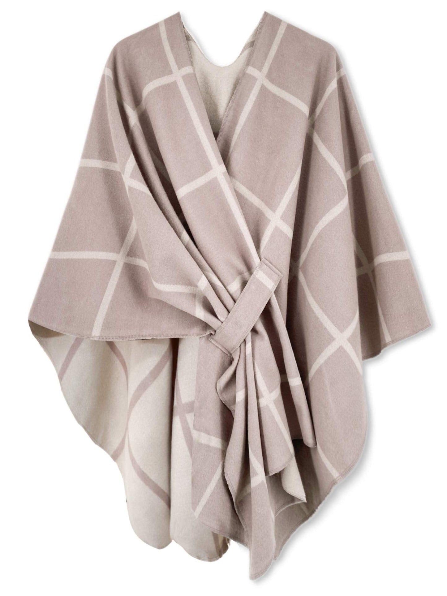Women's Windowpane Reversible Capes Cardigan Shawls (Buy 2 Free Shipping)