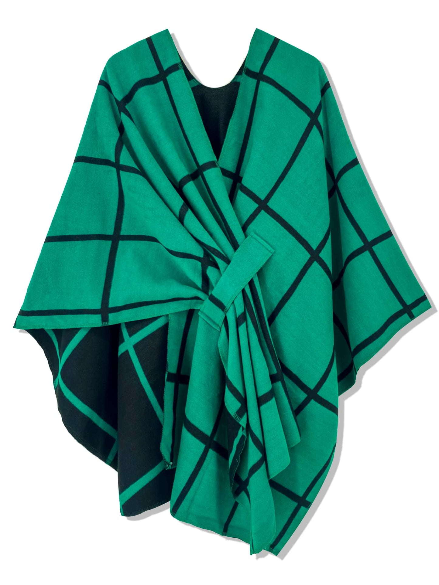 Women's Windowpane Reversible Capes Cardigan Shawls (Buy 2 Free Shipping)