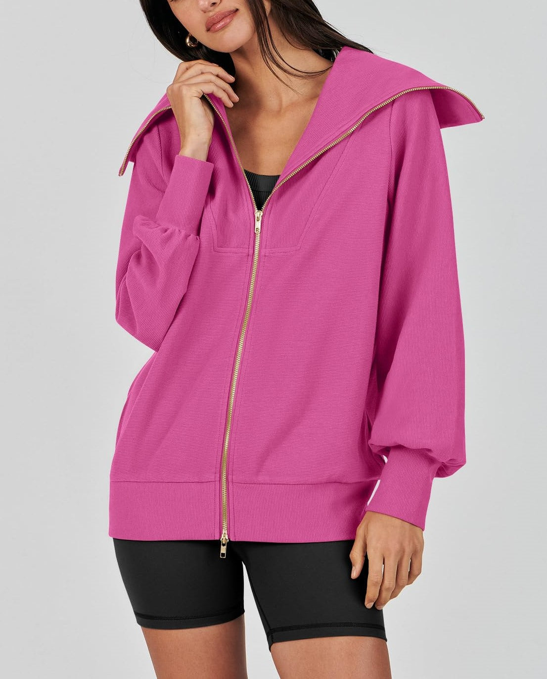 Women's Oversized Zip Up Sweatshirt (Buy 2 Free Shipping)
