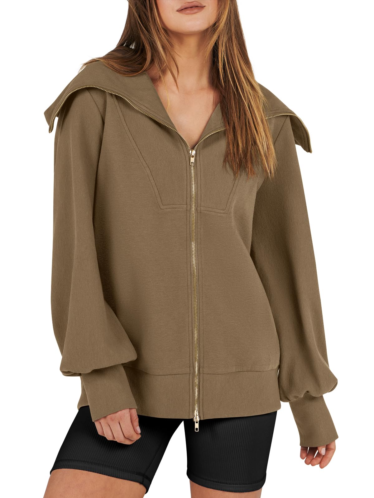 Women's Oversized Zip Up Sweatshirt (Buy 2 Free Shipping)