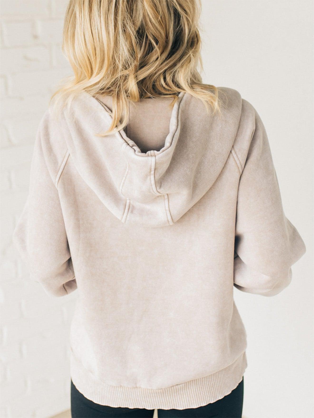 Women's 3/4 Zip Acid Washed Hoodie (Buy 2 Free Shipping)