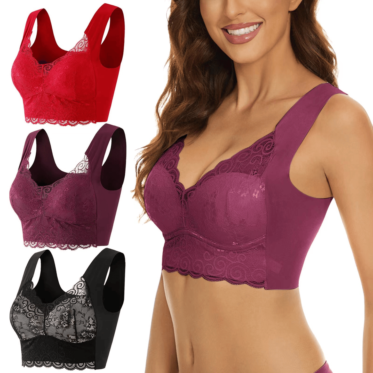 š„Last Day Buy 1 Get 2 Freeš-Seamless Bra Wireless Push Up Lace Bra