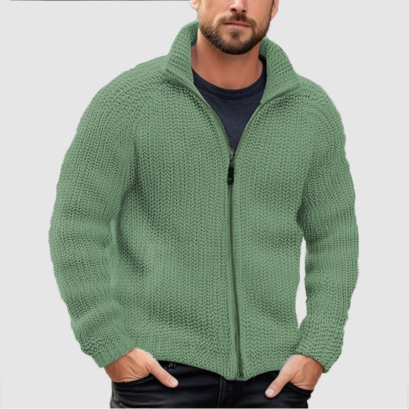 CLEARANCE SALE🔥 Men's Cardigan Solid Zipper Turtleneck Thick Knit Woolen Sweater Coat