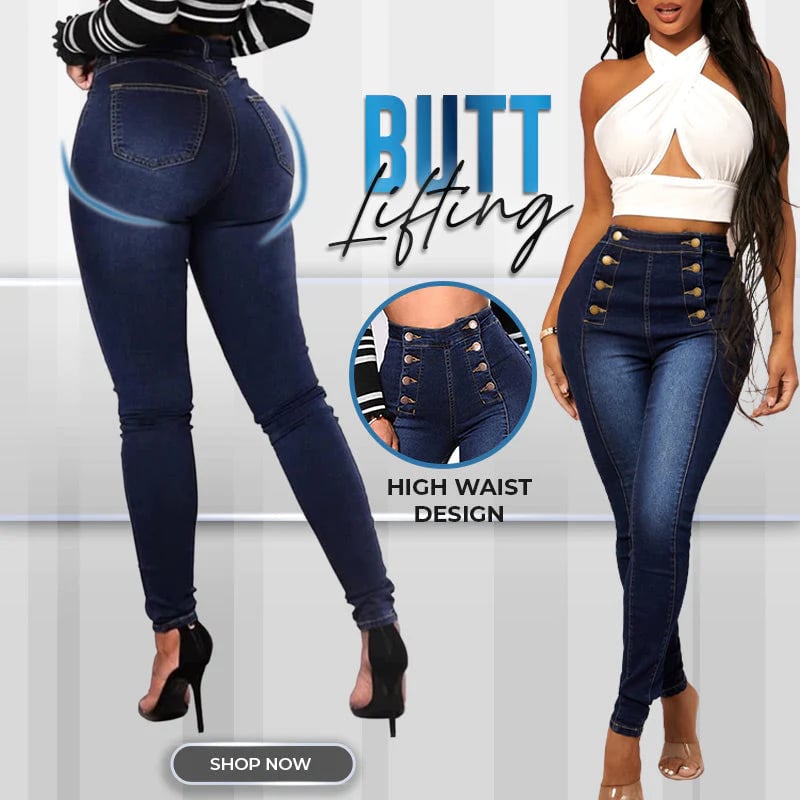 đź’ĄDouble Breasted High Waist Skinny Jeans