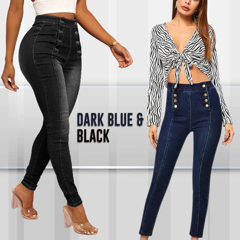 đź’ĄDouble Breasted High Waist Skinny Jeans