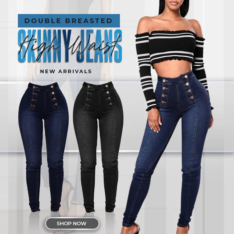 đź’ĄDouble Breasted High Waist Skinny Jeans
