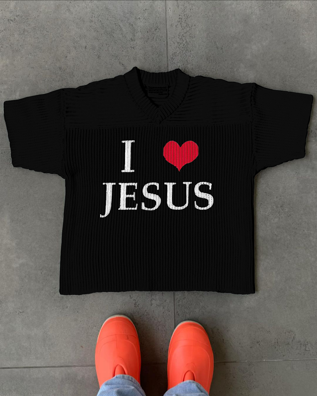 'I 💗 Jesus' print, high-quality texture, comfortable Knitted Jerseys