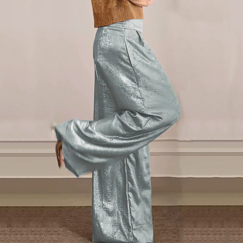 Casual Short-Sleeve Top & Wide-Leg Pants Two-Piece Suit