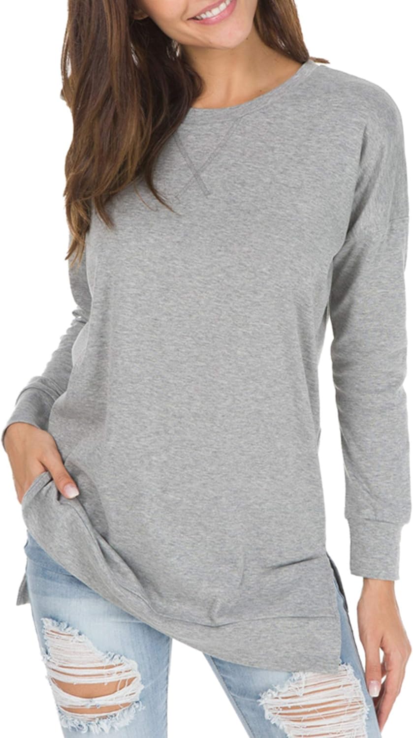 Christmas Sale 50% OFF - Women's Long Sleeve Side Slit Loose Tops (Buy 3 Free Shipping)