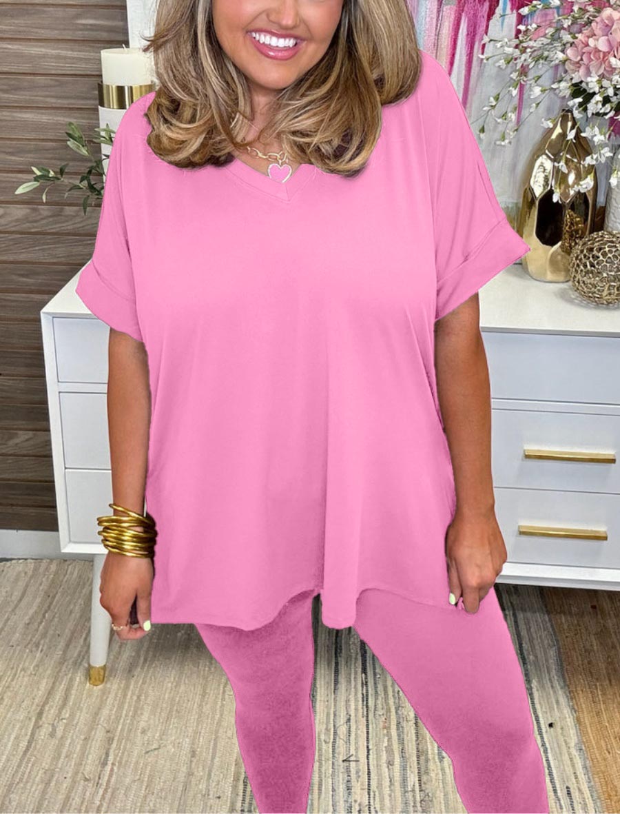 Autumn Women's Ultra Comfy Short Sleeve Tee and Legging Set (Buy 2 Free Shipping)