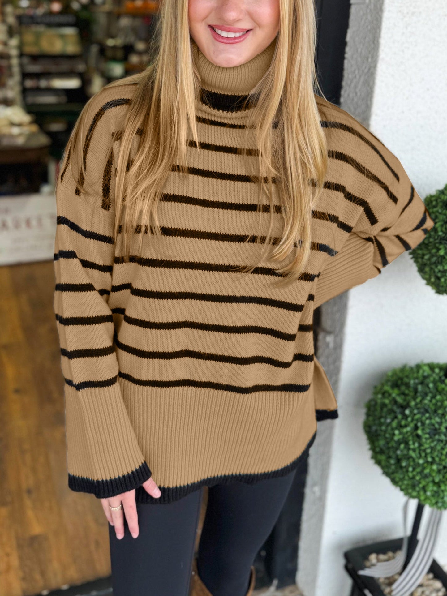 Women's Striped Turtleneck Oversized Sweater (Buy 2 Free Shipping)