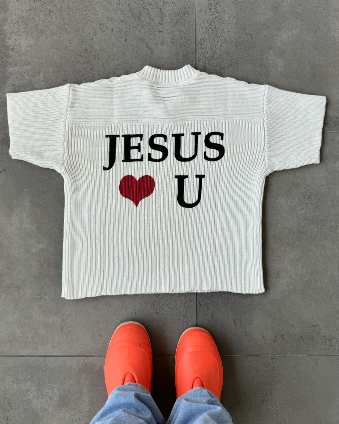 'I 💗 Jesus' print, high-quality texture, comfortable Knitted Jerseys