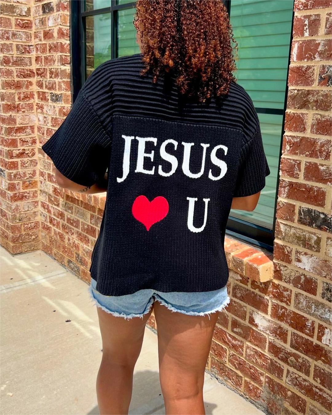 'I 💗 Jesus' print, high-quality texture, comfortable Knitted Jerseys