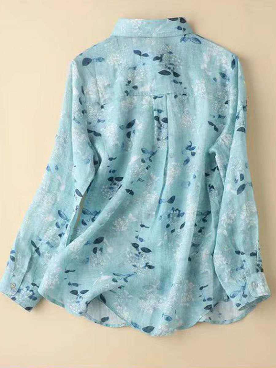 Cotton And Linen Retro Printed Shirt