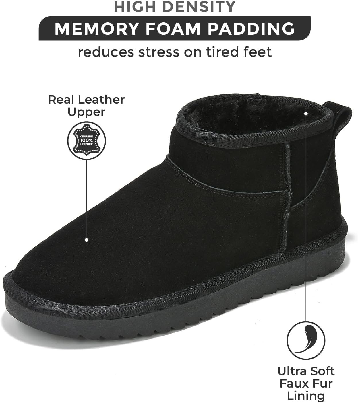 Genuine Suede Ankle Boots for Women - Water Resistant Winter Boots for Women - Memory Foam Insole Trending Shoes for Women - Comfortable Women's Ankle Boots (Hippy)