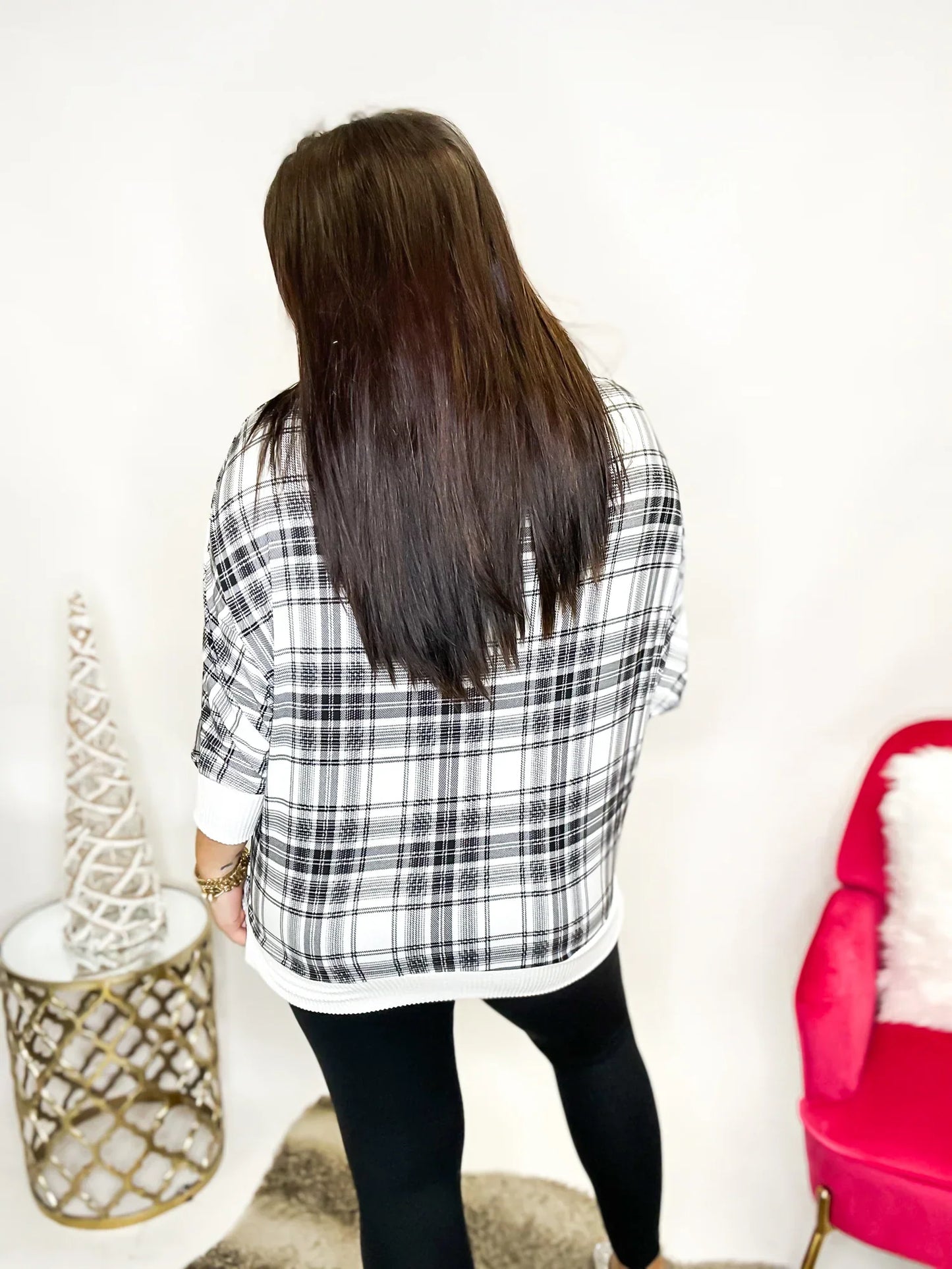 Women's 3/4 Sleeve Plaid Hoodie (Buy 2 Free Shipping)