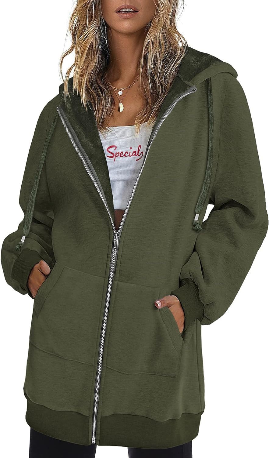 Women's Oversized Hooded Zip Up Fleece Jackets (Buy 2 Free Shipping)