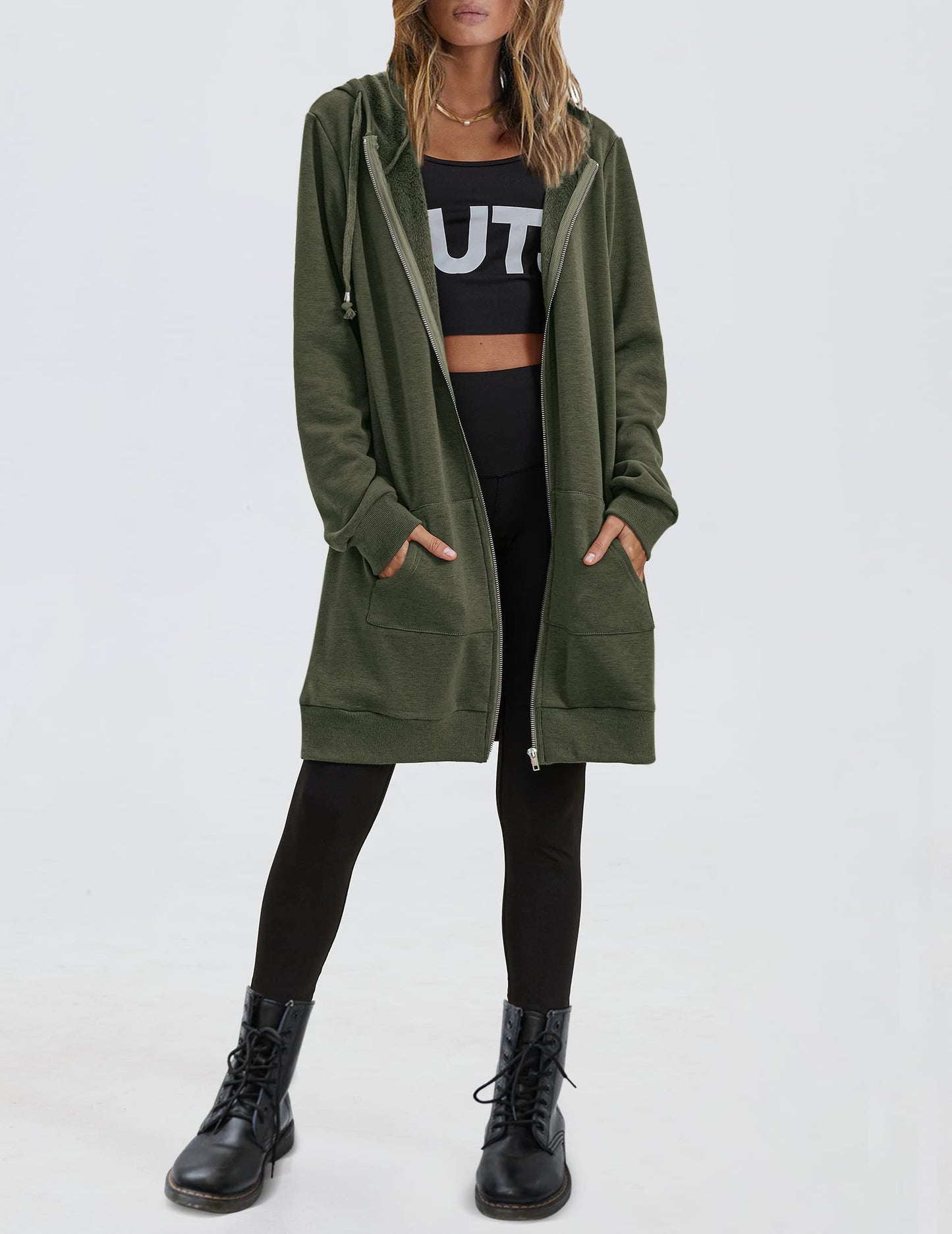 Women's Oversized Hooded Zip Up Fleece Jackets (Buy 2 Free Shipping)