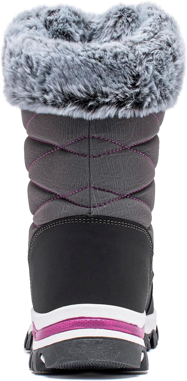 HOBIBEAR Women's Waterproof Winter Snow Boots Lightweight Warm Faux Fur Lined Mid-Calf Booties