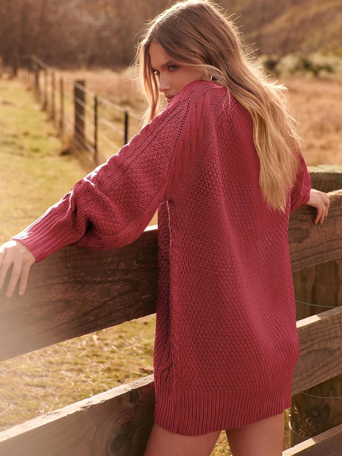 ANRABESS Women Long Sleeve Oversized Cable Knit Chunky Baggy Loose Pullover Tunic Mini Sweater Dress 2024 Trendy Fall Outfits