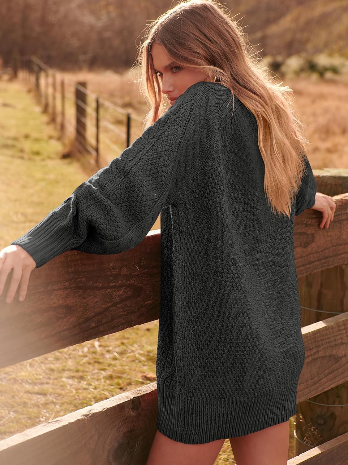 ANRABESS Women Long Sleeve Oversized Cable Knit Chunky Baggy Loose Pullover Tunic Mini Sweater Dress 2024 Trendy Fall Outfits