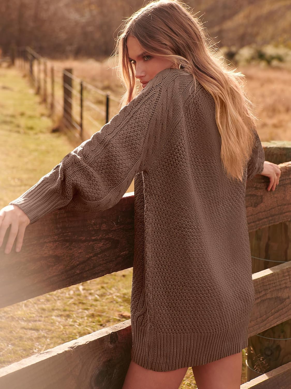 ANRABESS Women Long Sleeve Oversized Cable Knit Chunky Baggy Loose Pullover Tunic Mini Sweater Dress 2024 Trendy Fall Outfits