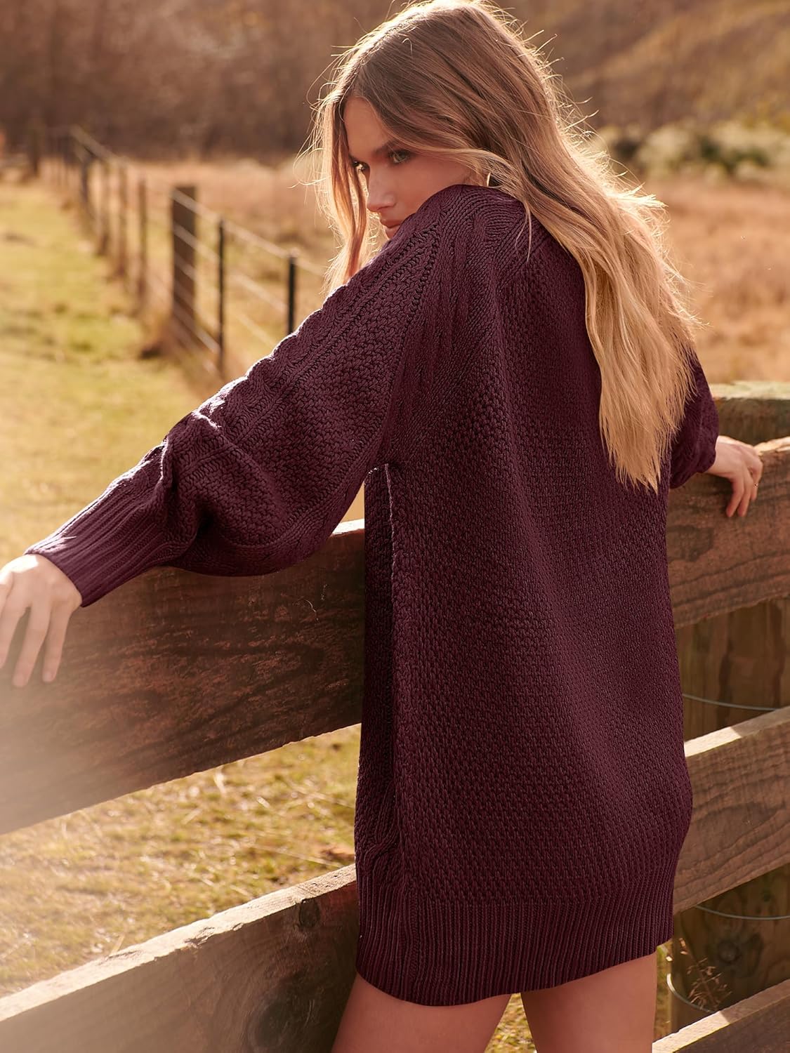 ANRABESS Women Long Sleeve Oversized Cable Knit Chunky Baggy Loose Pullover Tunic Mini Sweater Dress 2024 Trendy Fall Outfits
