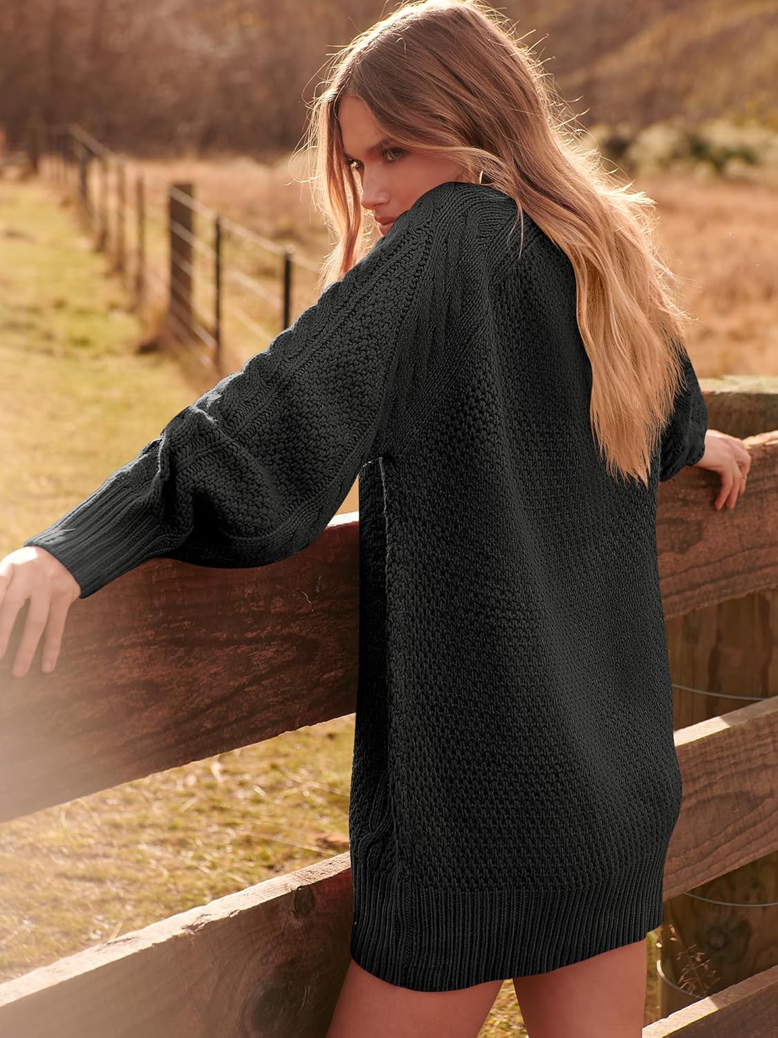 ANRABESS Women Long Sleeve Oversized Cable Knit Chunky Baggy Loose Pullover Tunic Mini Sweater Dress 2024 Trendy Fall Outfits