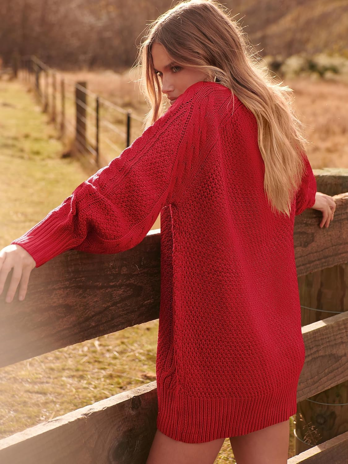 ANRABESS Women Long Sleeve Oversized Cable Knit Chunky Baggy Loose Pullover Tunic Mini Sweater Dress 2024 Trendy Fall Outfits
