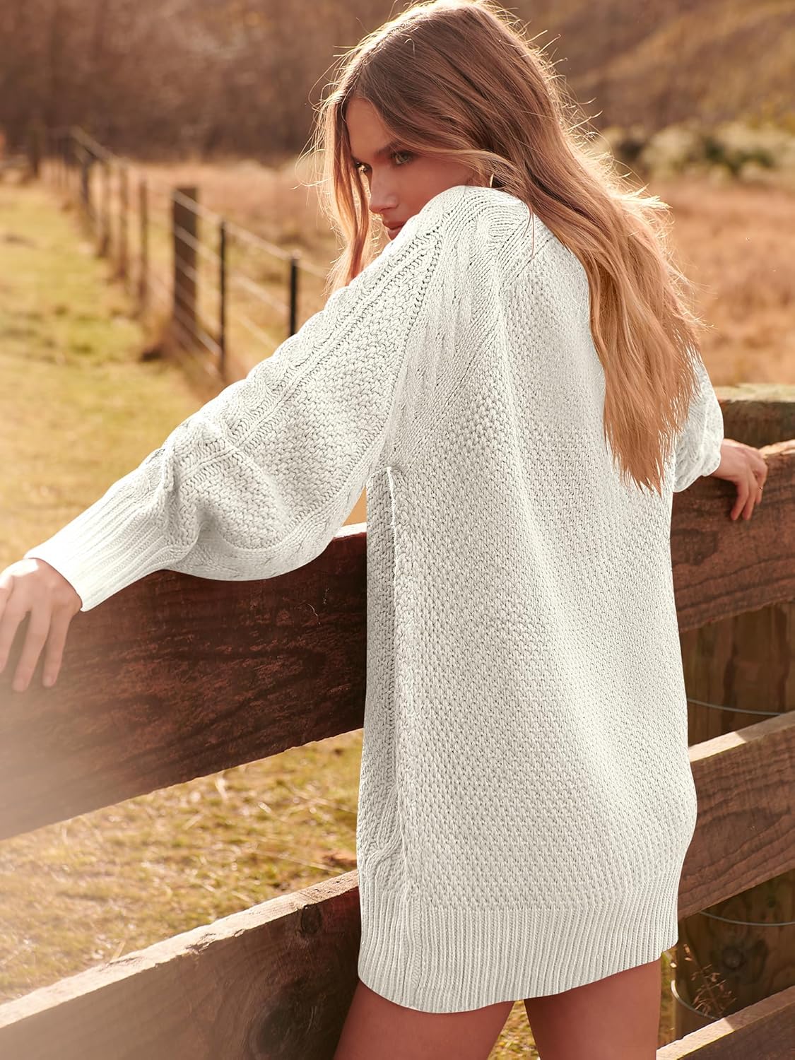ANRABESS Women Long Sleeve Oversized Cable Knit Chunky Baggy Loose Pullover Tunic Mini Sweater Dress 2024 Trendy Fall Outfits