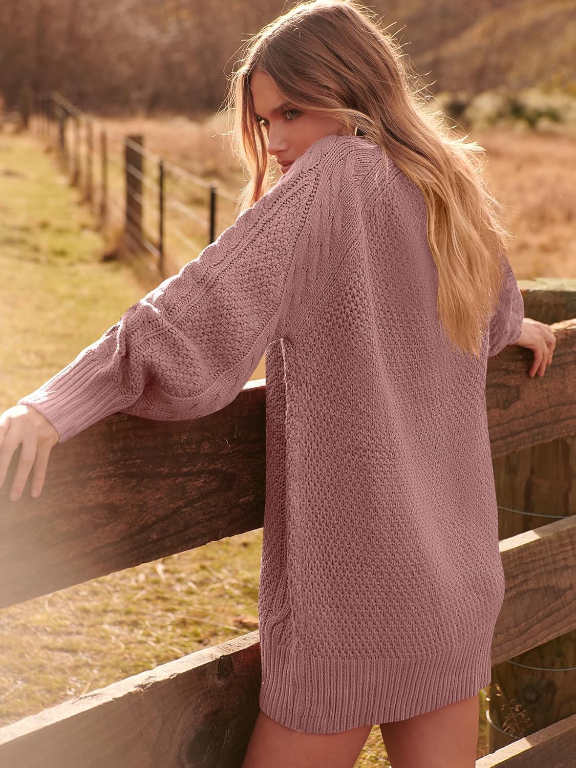 ANRABESS Women Long Sleeve Oversized Cable Knit Chunky Baggy Loose Pullover Tunic Mini Sweater Dress 2024 Trendy Fall Outfits