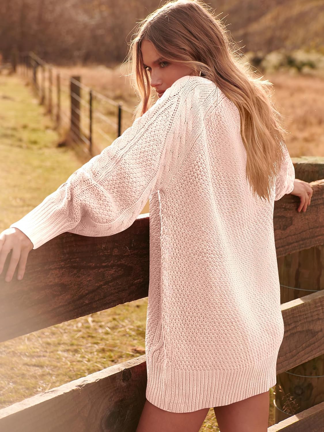ANRABESS Women Long Sleeve Oversized Cable Knit Chunky Baggy Loose Pullover Tunic Mini Sweater Dress 2024 Trendy Fall Outfits