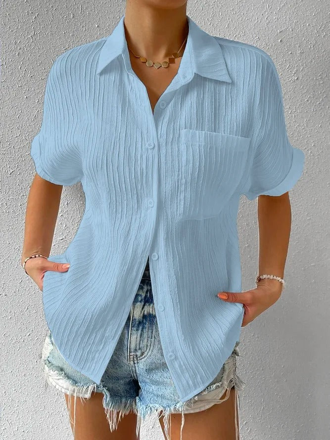 2024 New Shirt Collar Casual Buttoned Loose Blouse