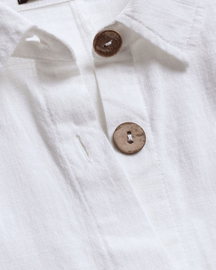 Cotton And Linen Irregular Printed Long-sleeved Lapel Shirt