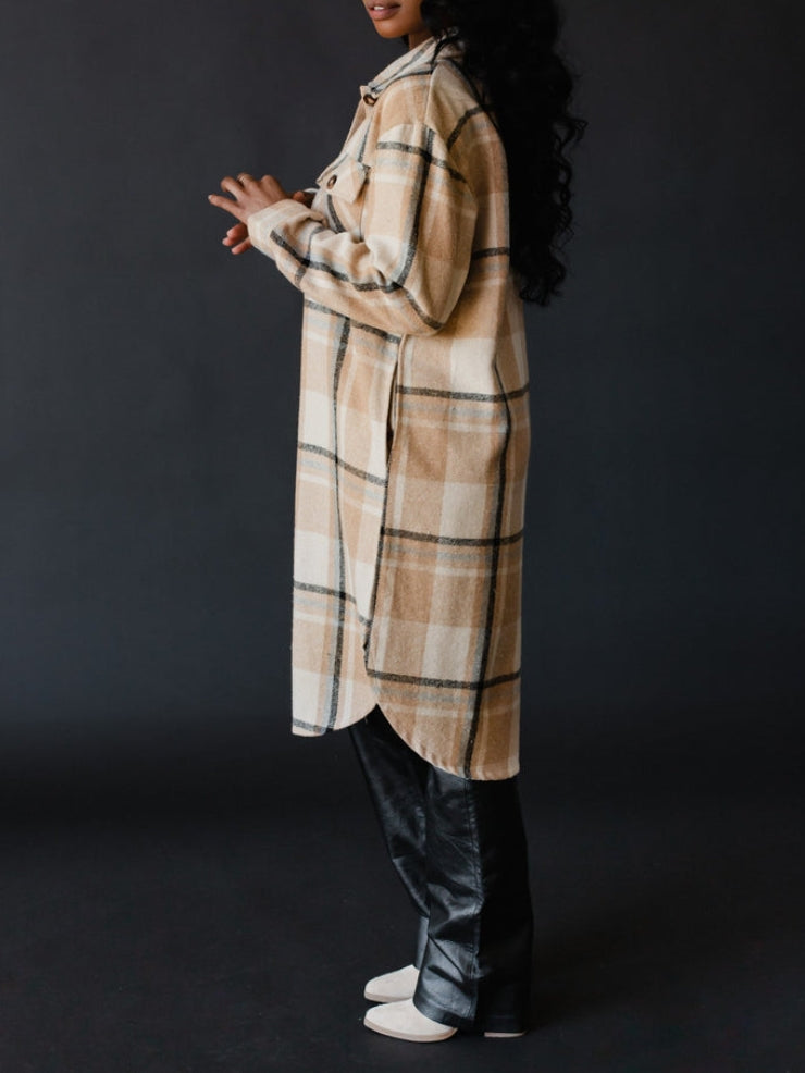 Women's Long Plaid Flannel Shirt Jacket (Buy 2 Free Shipping)