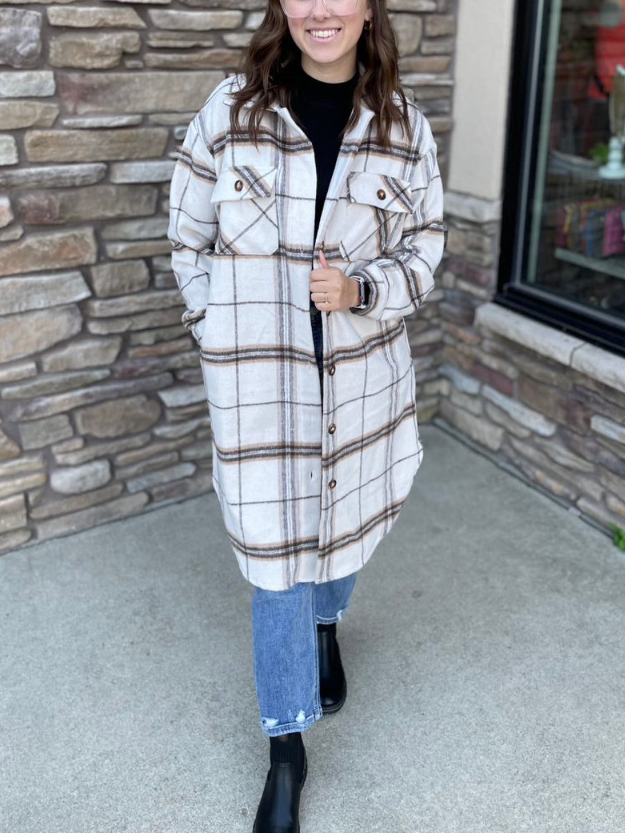 Women's Long Plaid Flannel Shirt Jacket (Buy 2 Free Shipping)