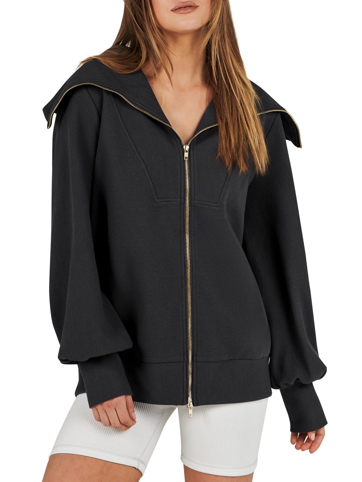 Women's Oversized Zip Up Sweatshirt (Buy 2 Free Shipping)