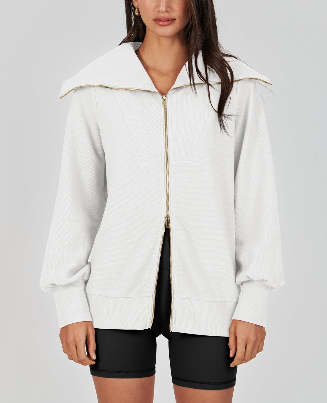 Women's Oversized Zip Up Sweatshirt (Buy 2 Free Shipping)