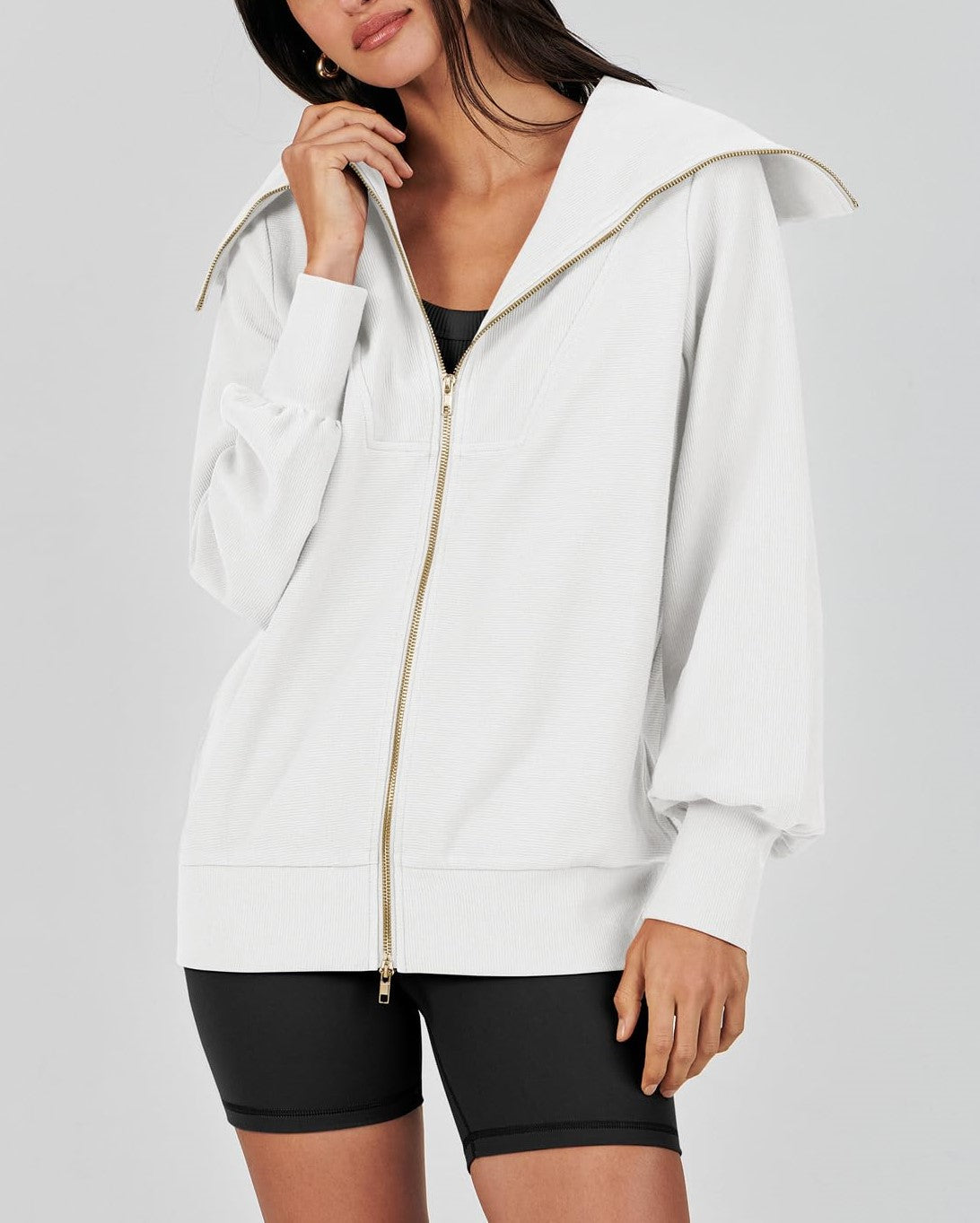 Women's Oversized Zip Up Sweatshirt (Buy 2 Free Shipping)